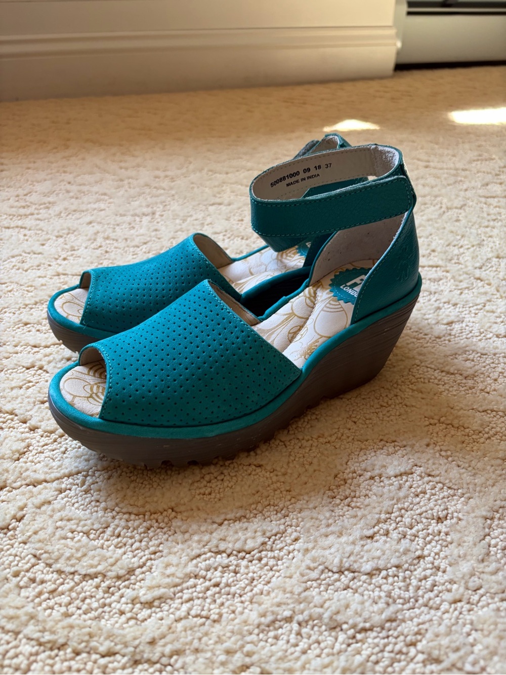 Fly London Yake Perforated Open-Toe Ankle-Strap Sandals, Size 37 - Picture 2 of 9